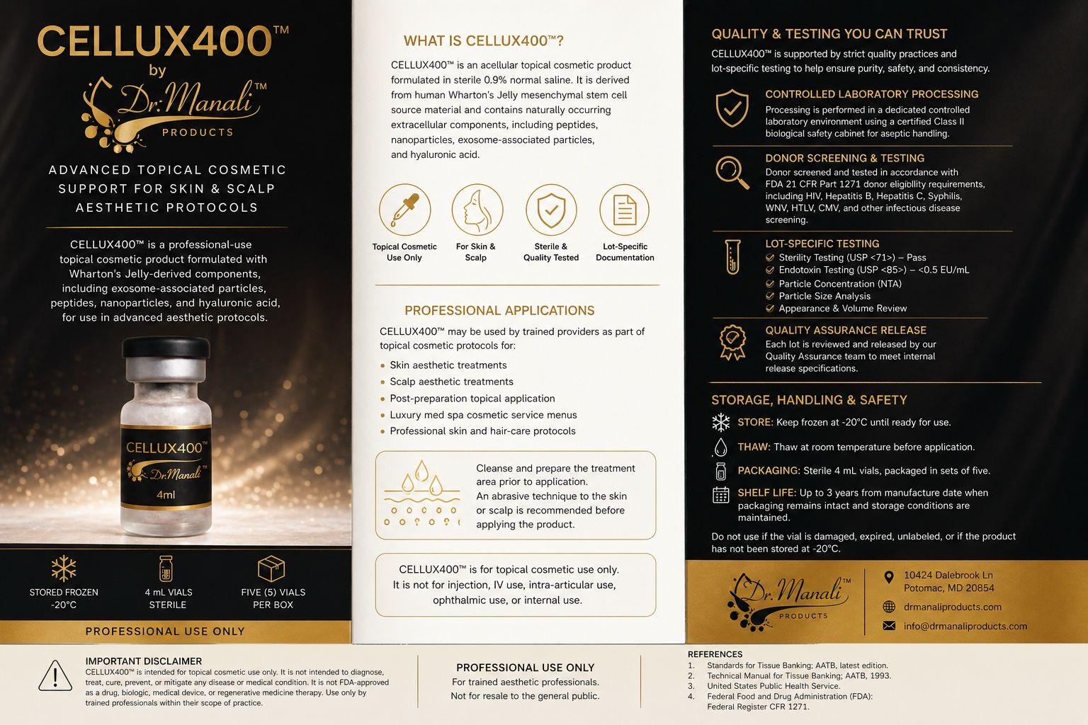 CELLUX400 Product Literature — Applications and Clinical Information