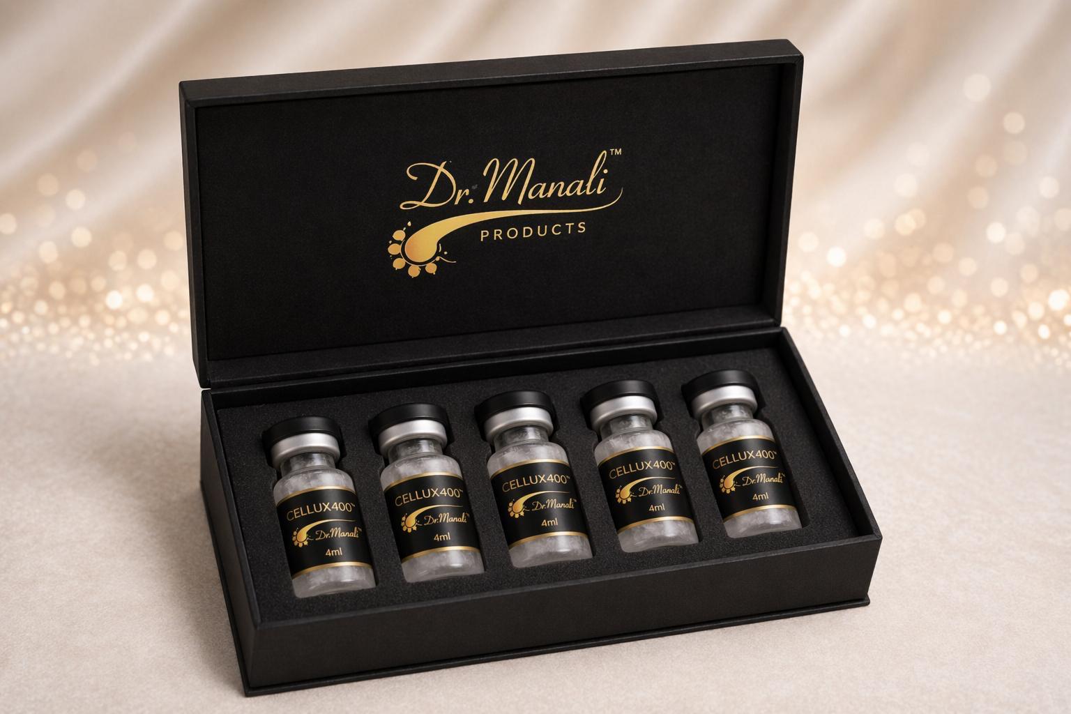 CELLUX400 Product Box — Five sterile 4ml vials by Dr. Manali Products